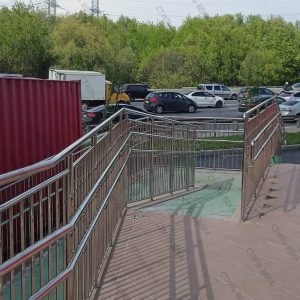 Перила для пандусов из нержавеющей стали, поручень боковой с двумя ригелями