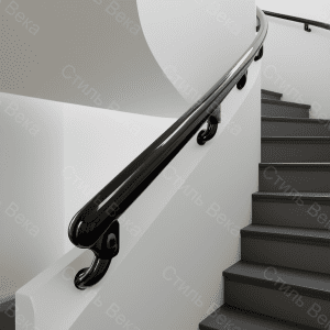 Поручень из ПВХ глянцевый черный цвет, на сложном участке лестницы