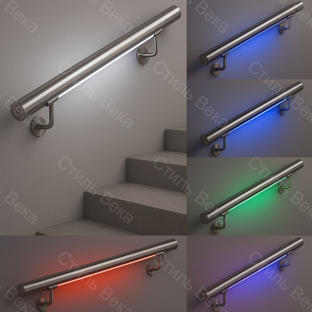 Поручень с подсветкой из нержавейки AISI 201