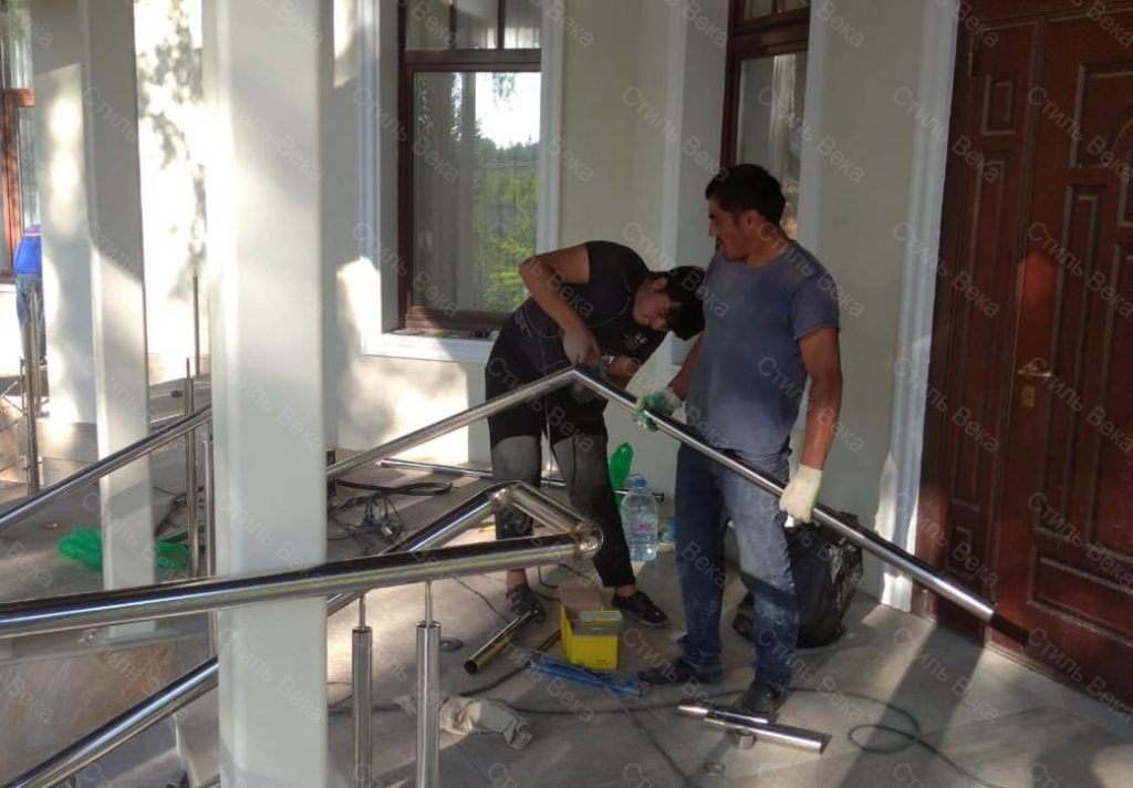 Установка перил, подготовка и шлифовка