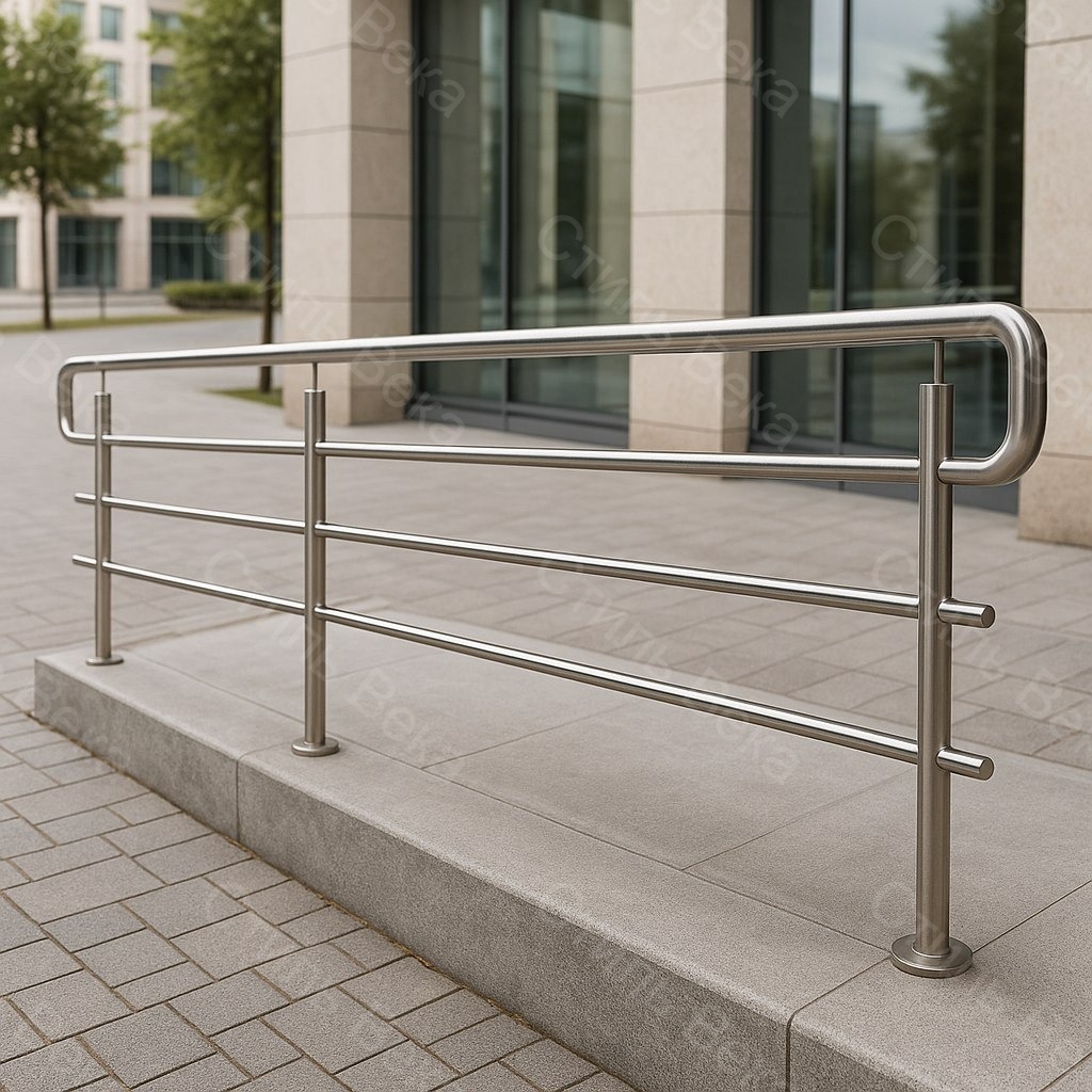 Перила для пандуса с 3 ригелями из нержавеющей стали