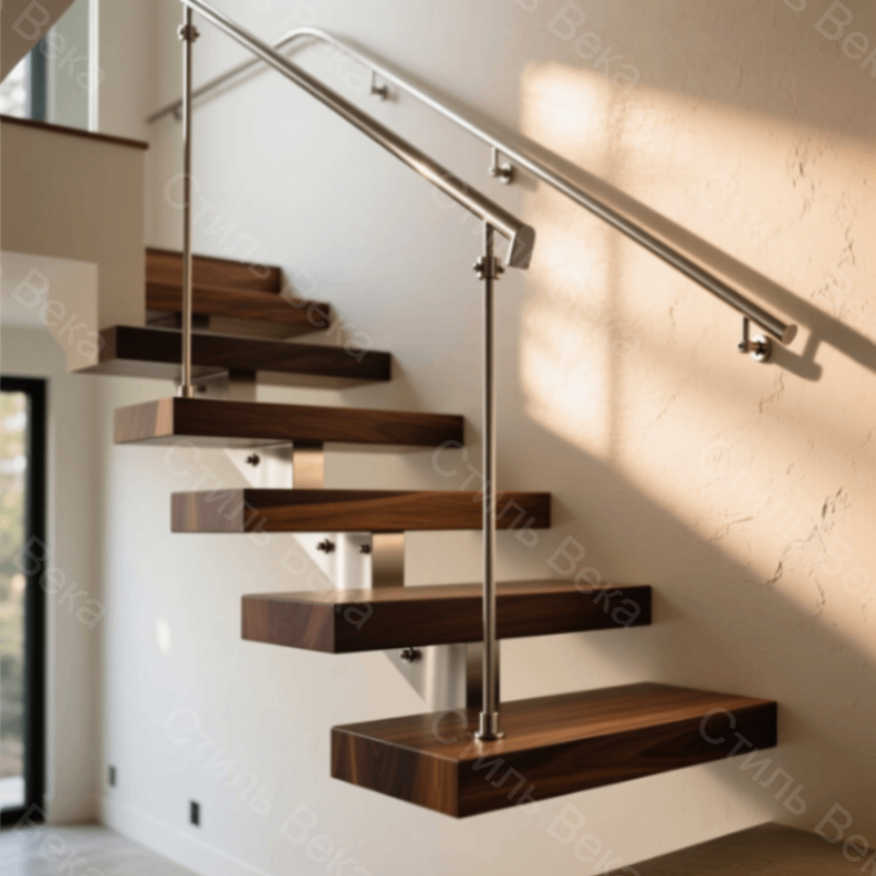 Ограждение minimalist: тонкий, круглый поручень диаметром 38 мм из полированной стали