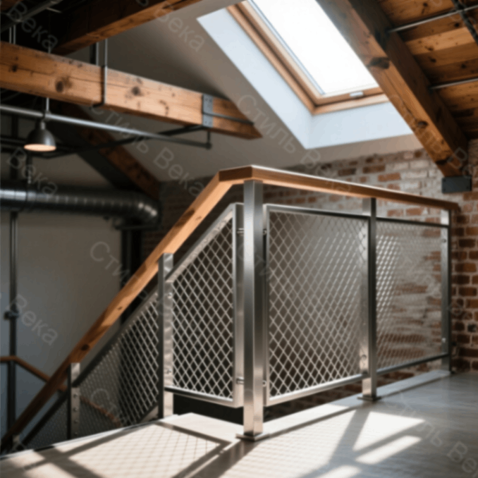 Перила с сетчатым заполнением и поручнем