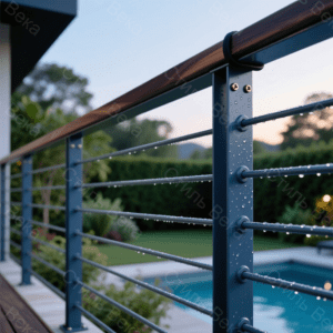 Наружное металлическое ограждение террасы в современном стиле