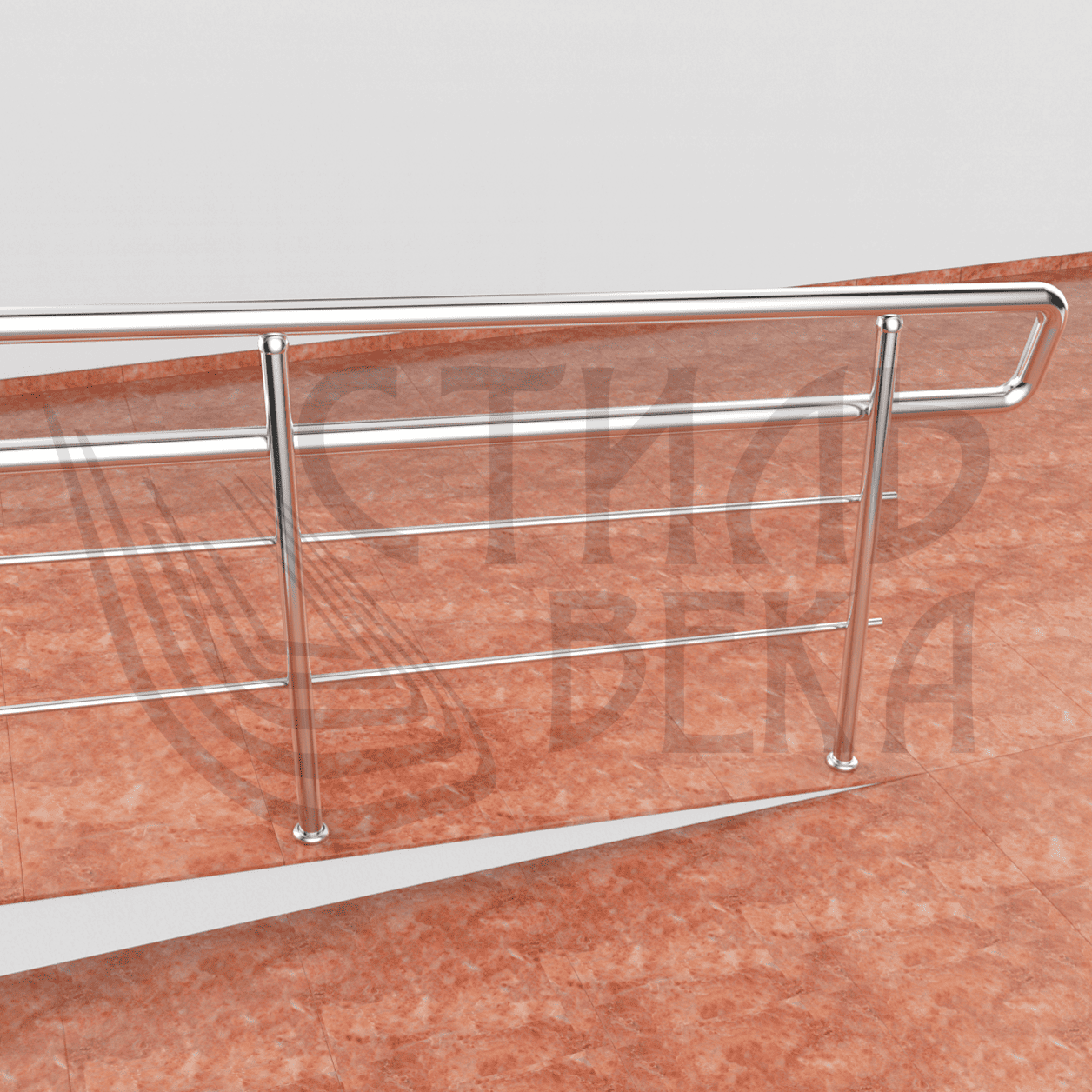 Ограждение два поручня и два ригеля из нержавеющей стали