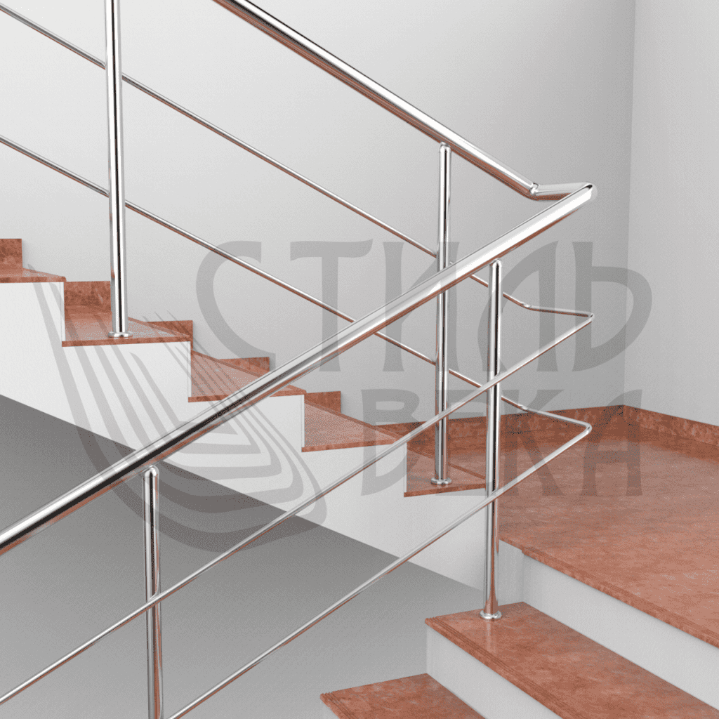 Перила с двумя ригелями из нержавеющей стали