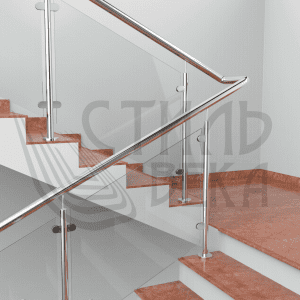 Стеклянные перила на стойках из нержавеющей стали