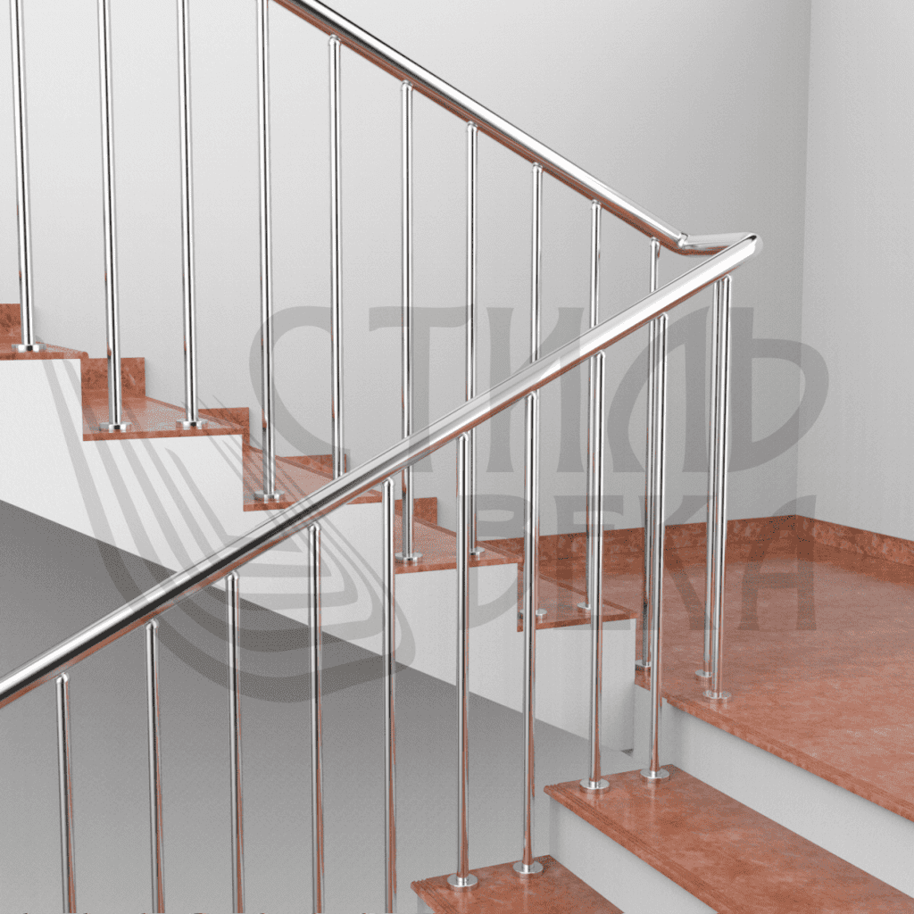 Перила с двумя стойками в ступень из нержавеющей стали