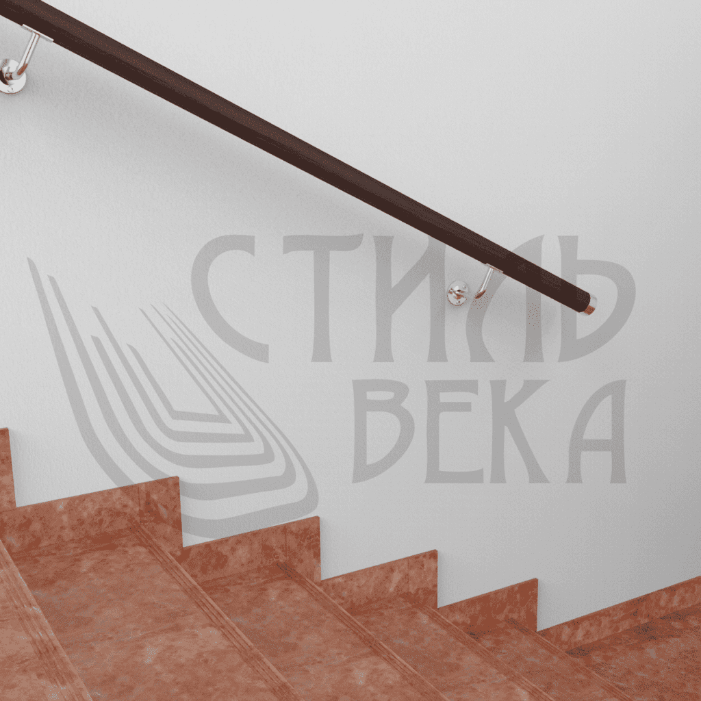 Пристенный деревянный поручень со стальными элементами