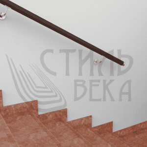 Пристенный деревянный поручень со стальными элементами