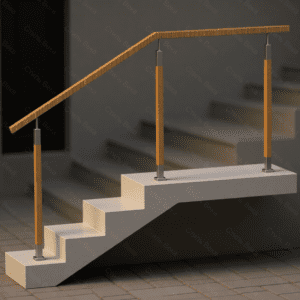 ограждения без ригелей с квадратным деревянным поручнем и стойками с деревянными вставками