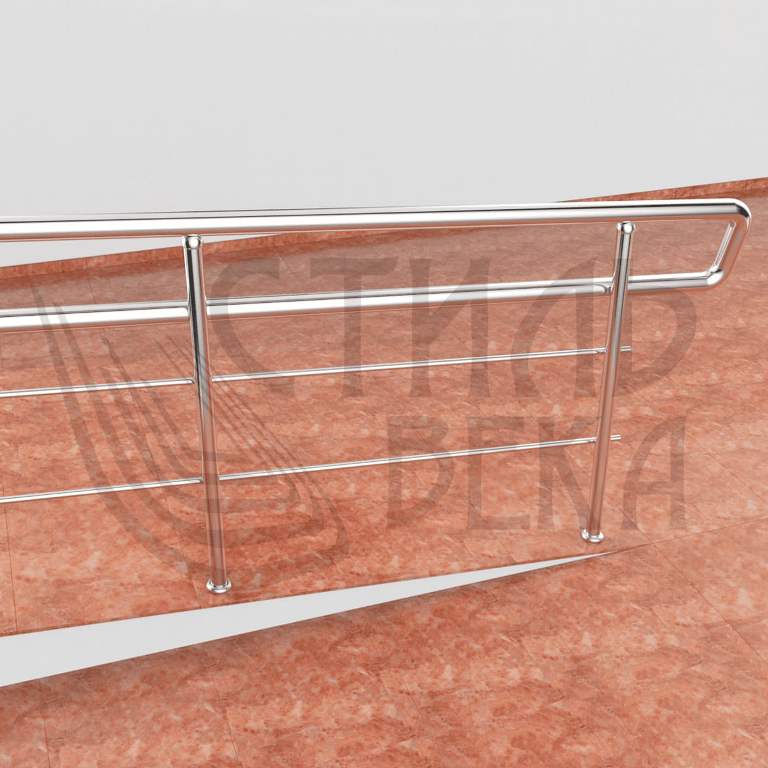 Ограждение для инвалидов с двумя ригелями из нержавеющей стали